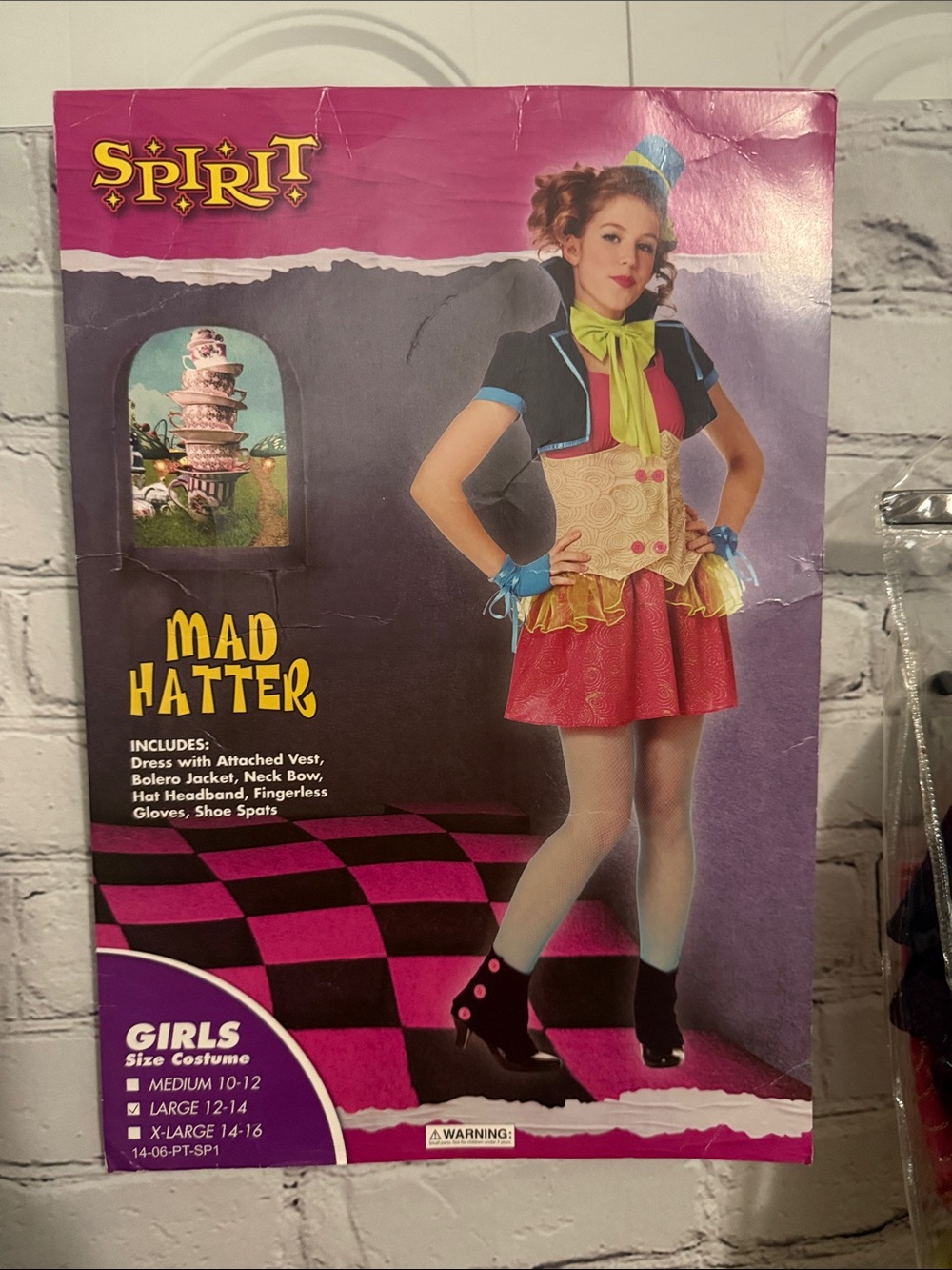 Rare Spirit Halloween Mad Hatter Costume Girl's Size Large 12/14 New Complete